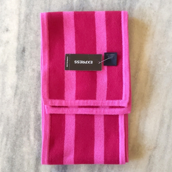 NWT. Express Woman's 100% Cashmere knit scarf with multi color stripes. - Picture 2 of 3